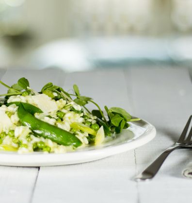 spring pea risotto desktop banner