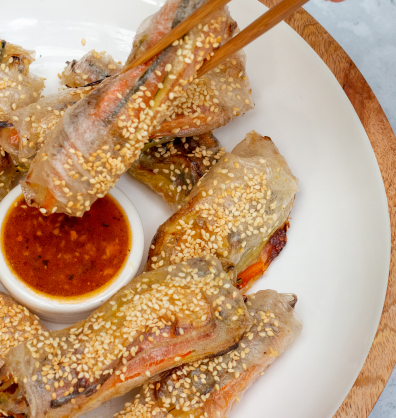 Easy Healthy Baked Vietnamese Veggie Rice Paper Rolls