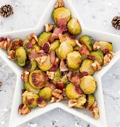 Roasted Bacon Cranberry Walnut Sprouts