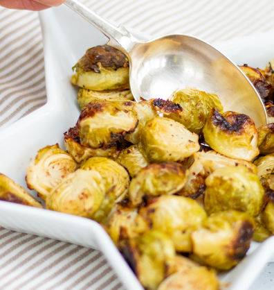 Roasted Brussel Sprouts with Honey Mustard Mellow Yellow Dressing