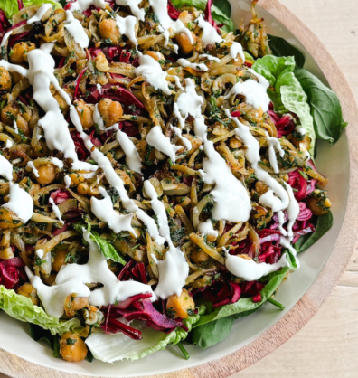 Falafel salad with whipped feta