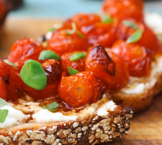 Roasted tomatoes with whipped feta