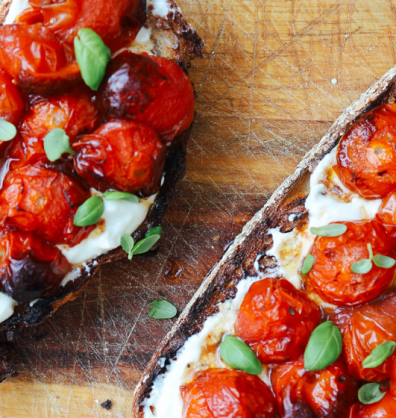 Roasted tomatoes with whipped feta