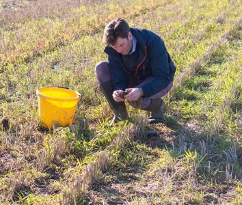 Duncan Farrington testing the soil