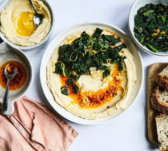 Chilli Oil Drizzled White Bean Mash with Garlic Greens & Lemo