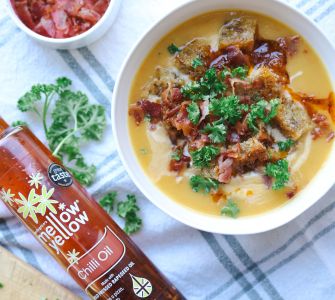 Celeriac, apple & winter veg soup