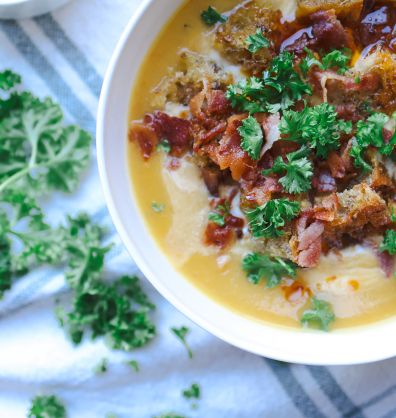 Celeriac, apple & winter veg soup
