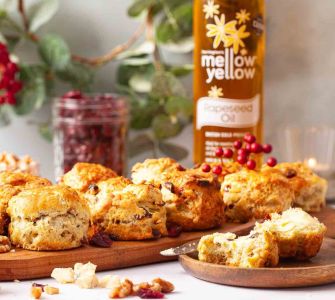 Mini Scones with walnuts, stilton & cranberries