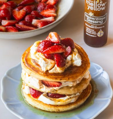 Pancakes with whipped mascarpone & Balsamic Strawberries