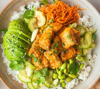 Honey & Mustard Glazed Salmon Sushi Bowl